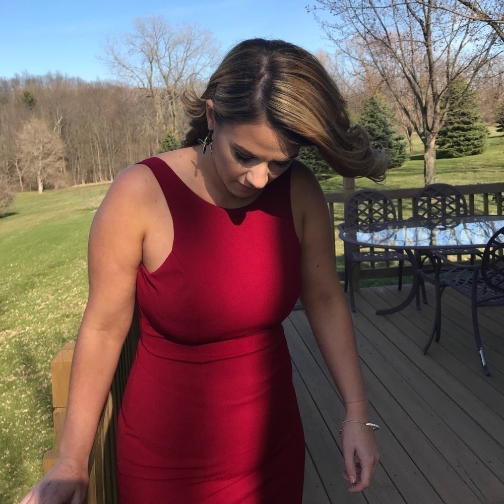 𝅺Stunning Ball Dress, Wine Red, Sequin Hearts - Picture 7 of 12